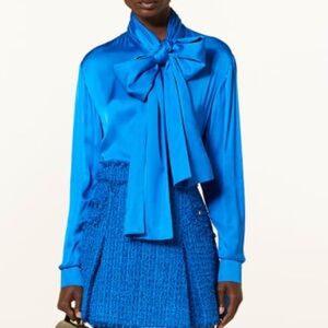 Balmain Tie Embellished Satin Blouse